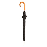 Umbrela neagra tip baston, maner din lemn, deschidere automata, ∅ 120cm