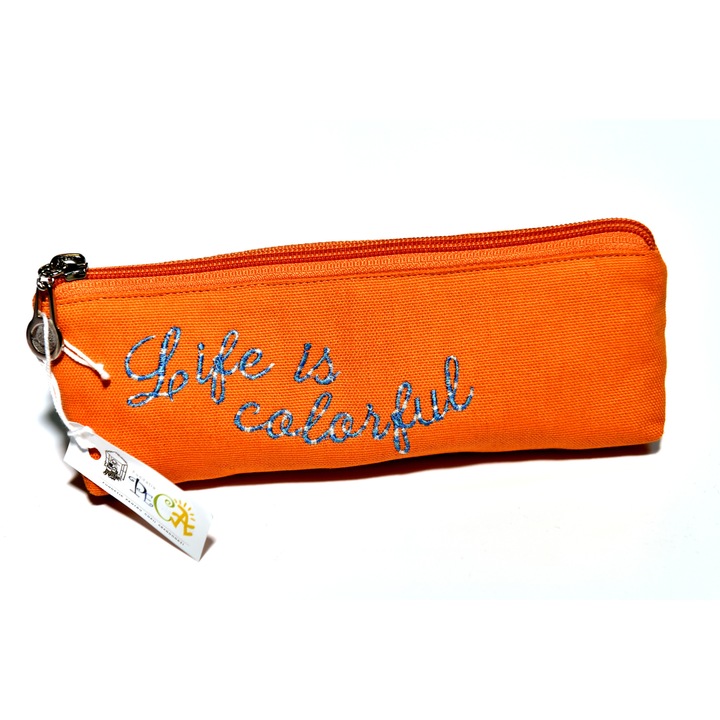 Penar mesaj, Atelier Diversis, handmade, portocaliu, brodat