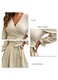 Rochie dama, maneci bufante, bej, poliester