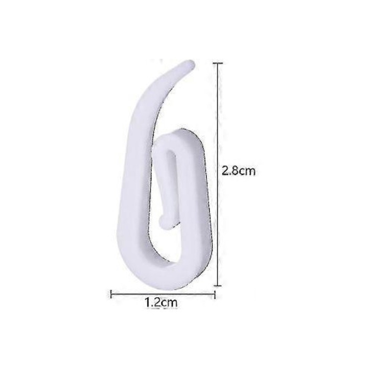Set 200 carlige perdea plastic 2.8x1.2cm alb