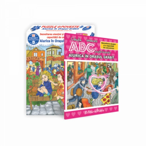 Set puzzle si carte - Aiurica in orasul grabit