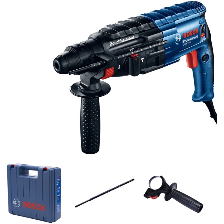 Ciocan rotopercutor SDS plus Bosch Professional GBH 2-24/240 DRE, 790 W, 2.7 J + maner lateral + limitator adancime + valiza transport