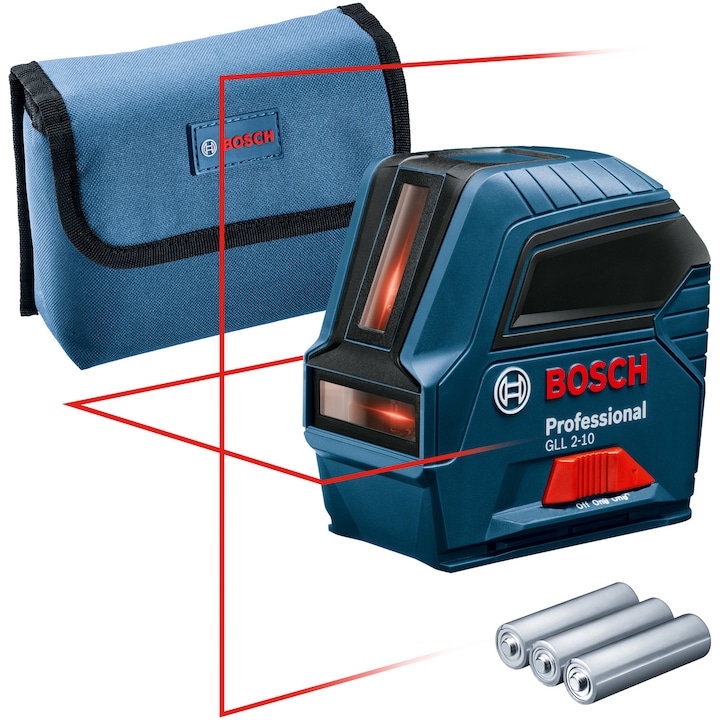 Nivela laser cu linii Bosch Professional GLL 2-10, 10 m, ± 0.3 mm/m precizie, 650 nm dioda laser, IP 54, ± 4° domeniu de autonivelare