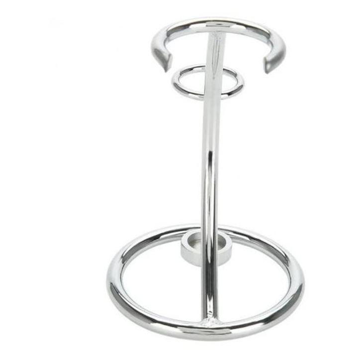 Set accesorii barbierit suport inox pentru aparat si perie gri
