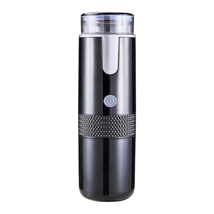 Espressor portabil YANYXR BCS3158883, pentru capsule si cafea macinata, USB reincarcabil 1200mAh, cu rasnita integrata, negru, 24.5 x 7.5 cm