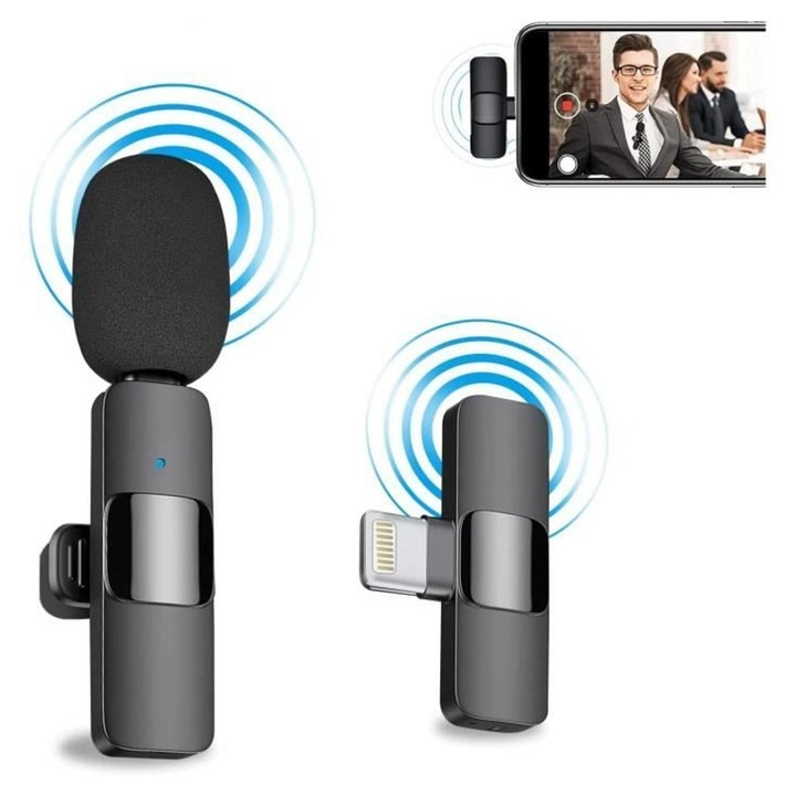 Microfon lavaliera wireless ZYBLSSBB pentru iPhone iPad Mini transmisie live