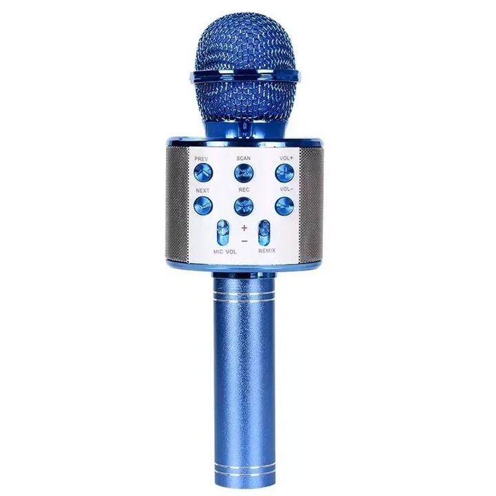 Microfon karaoke portabil ZYBLSSBB wireless condensator albastru