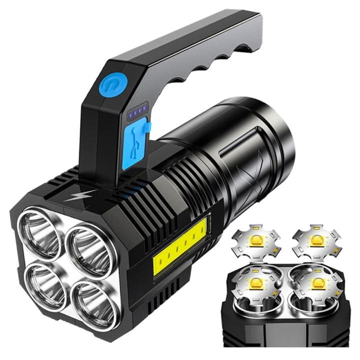 Lanterna portabila ZYBLSSBB L, incarcare USB, lumina tactica, negru, zoom 4x