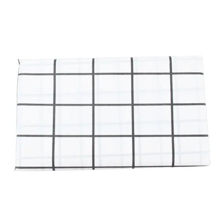 PVC asztalterítő, fekete-fehér kockás mintával, olajálló, 140x180cm