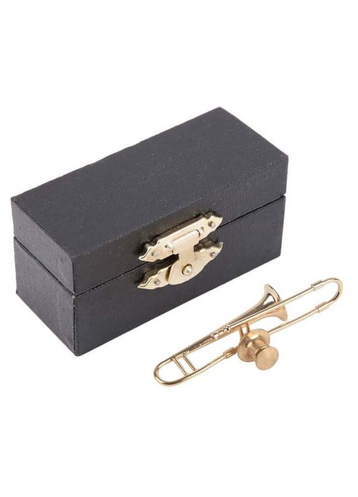 Brosa trombon placata cu aur miniatura decorativa