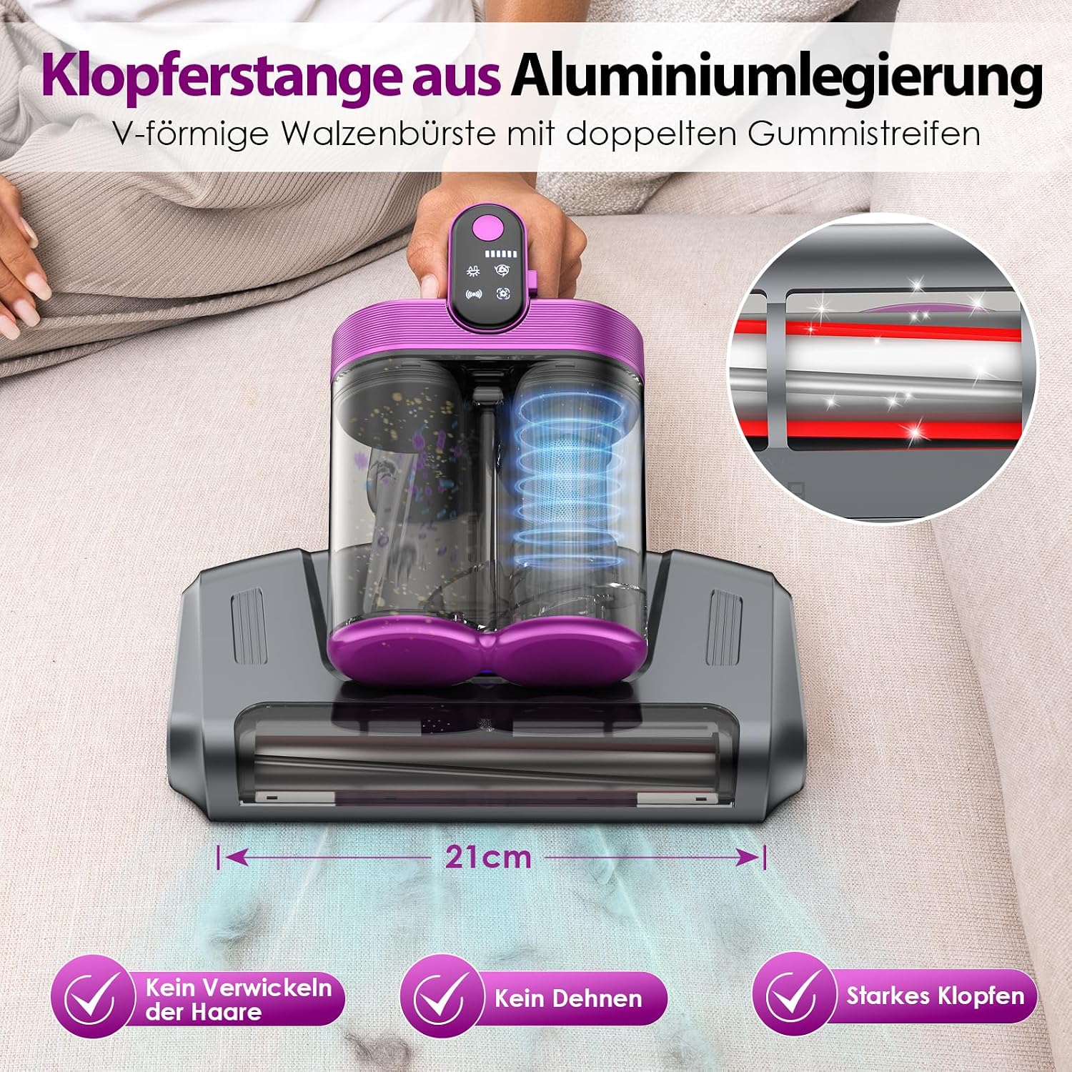 Aspirator fara fir ZYBLSSBB 18KPa lumina UV-C albastru