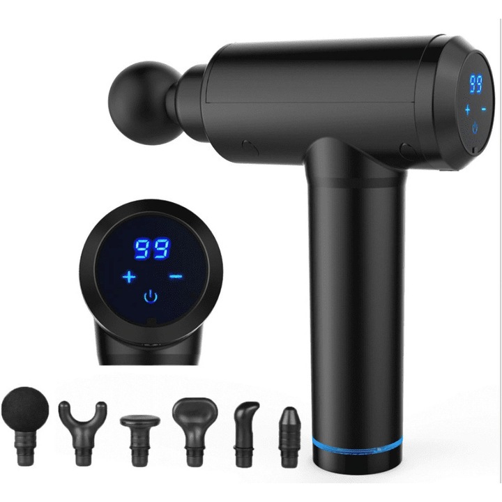 YANYXR masszázspisztoly, hordozható, 6 fejjel, 2500mAh, csendes, 1.4kg