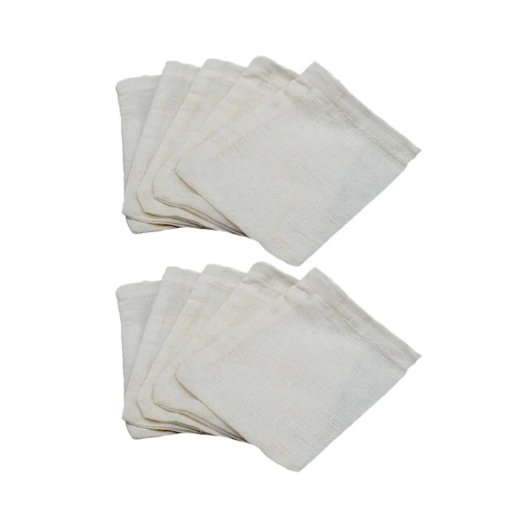 YANYXR BCS3244794 pamut teafilter tasak, zsinórral, újrafelhasználható levelekhez és gyógynövényekhez, fehér, 20 db, 10 x 15 cm