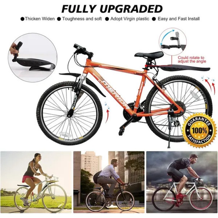 Aparatoare noroi bicicleta universale K0544-260803-576-FDC, set fata+spate pentru roti 24/26/27,5 inch, PVC gros si flexibil, negru