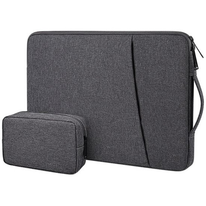 Husa laptop 14-15 inch, negru, 38.5x27x3 cm, compartimente multiple, rezistenta la apa