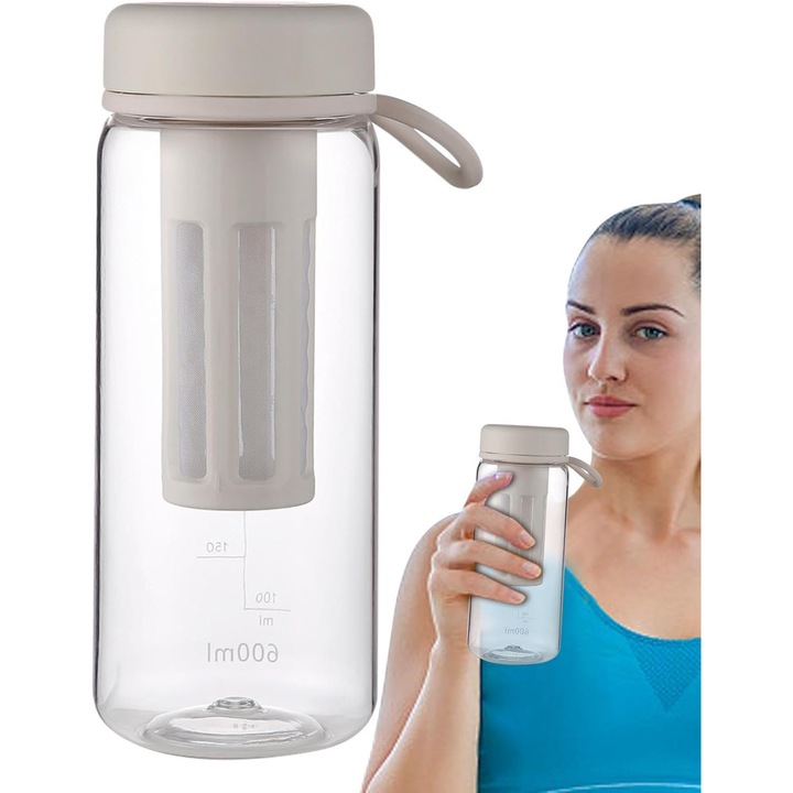 Cafetiera rece portabila cu filtru lung si scara, alb, 9.3x21.5x9.3cm