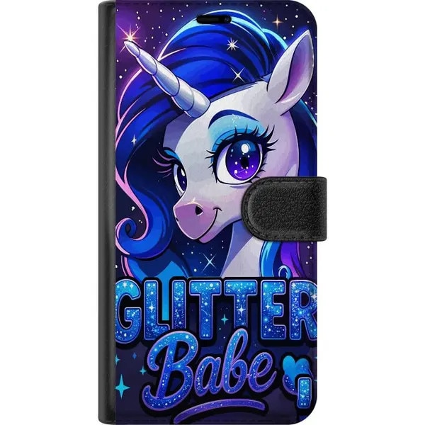 Husa portofel pentru Xiaomi Redmi 10C PRE-CJk0515-26-0731-3883, design unicorn cu manera sclipitoare si text „Glitter Babe”, multicolor