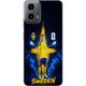 Husa pentru Motorola Moto G34 PRE-CJk0515-26-0731-3268, carcasa transparenta cu imprimeu Jens Cajuste si steag Suedia, galben/albastru