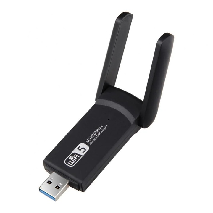 YANYXR 1200Mbps kétsávos USB vezeték nélküli adapter, fekete, 8.15x4.05x1.45cm
