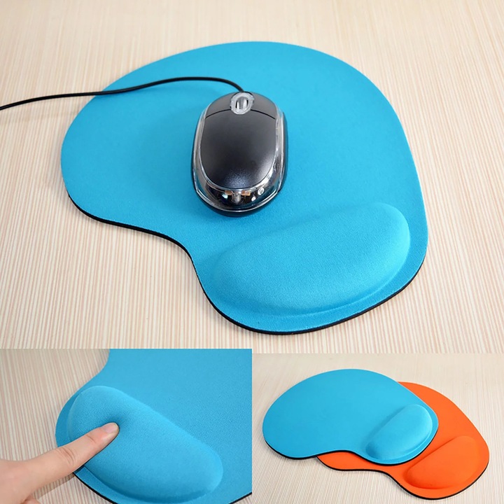 Mouse pad cu perna pentru incheietura YANYXR BCS2944010, EVA ergonomic anti-alunecare, albastru deschis, 23.1 x 18.3 x 1.8 cm