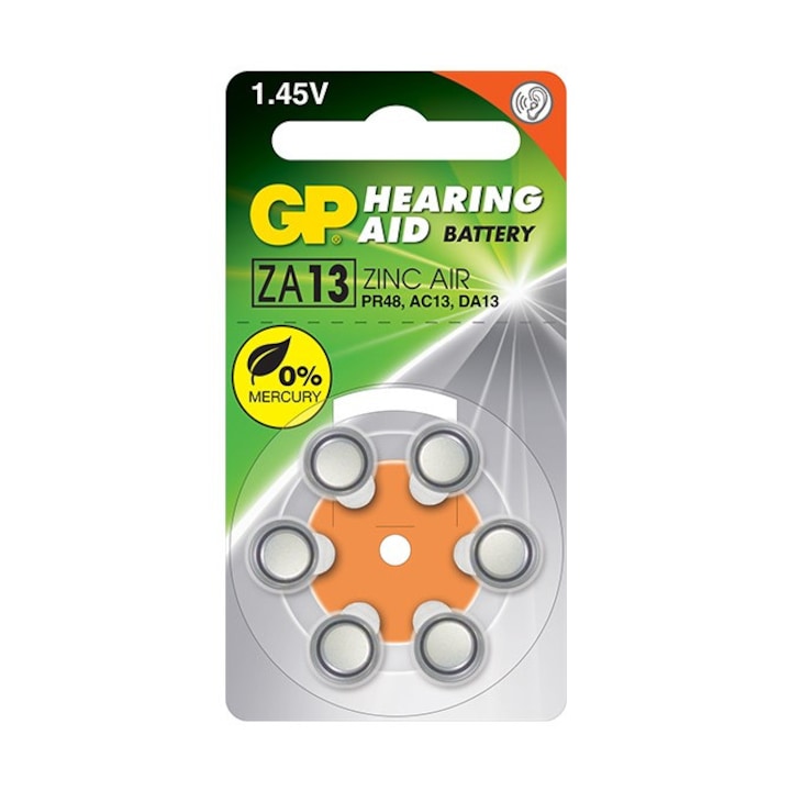 GP ZA13 1.45V Cink-Levegő 230mAh hallókészülék elem (6 db / csomag) (208670)