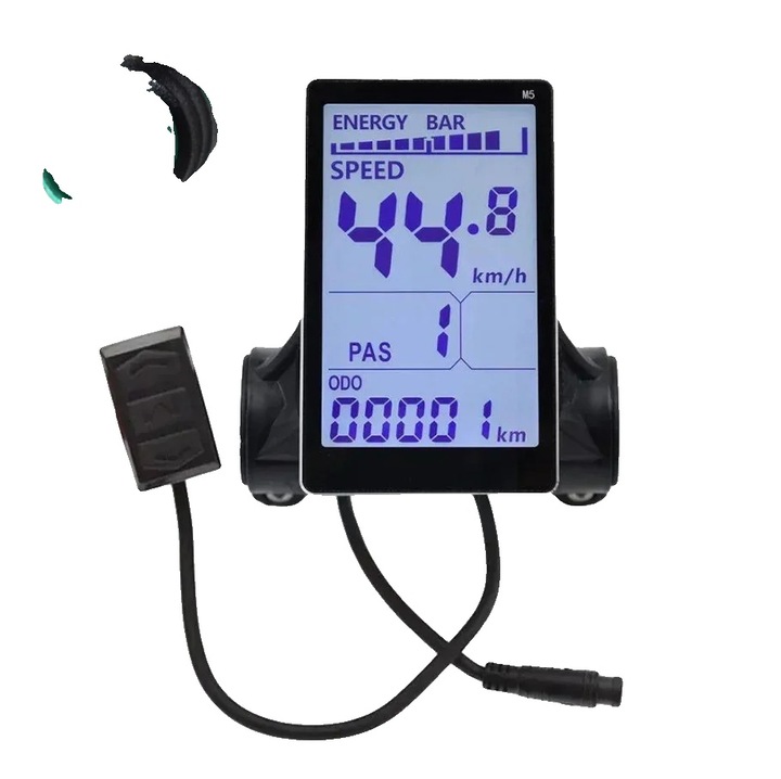 LCD панел за електрически велосипед, черен, пластмаса, 24V-48V, дисплей за скорост и батерия