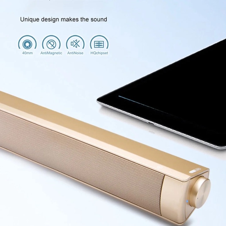 Boxa soundbar YANYXR, wireless, aurie, 40x6x5.5cm, 5Wx2