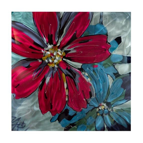 Tablou Floral 02, realizat manual din metal, 80 x 80 cm
