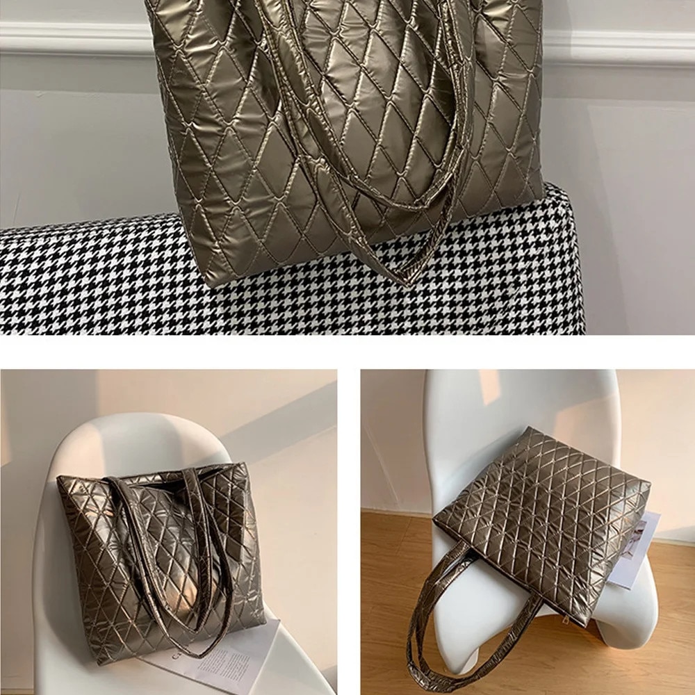 Geanta laptop YANYXR Metro Tote, dublu compartiment, izolatie, champagne, 15 inch