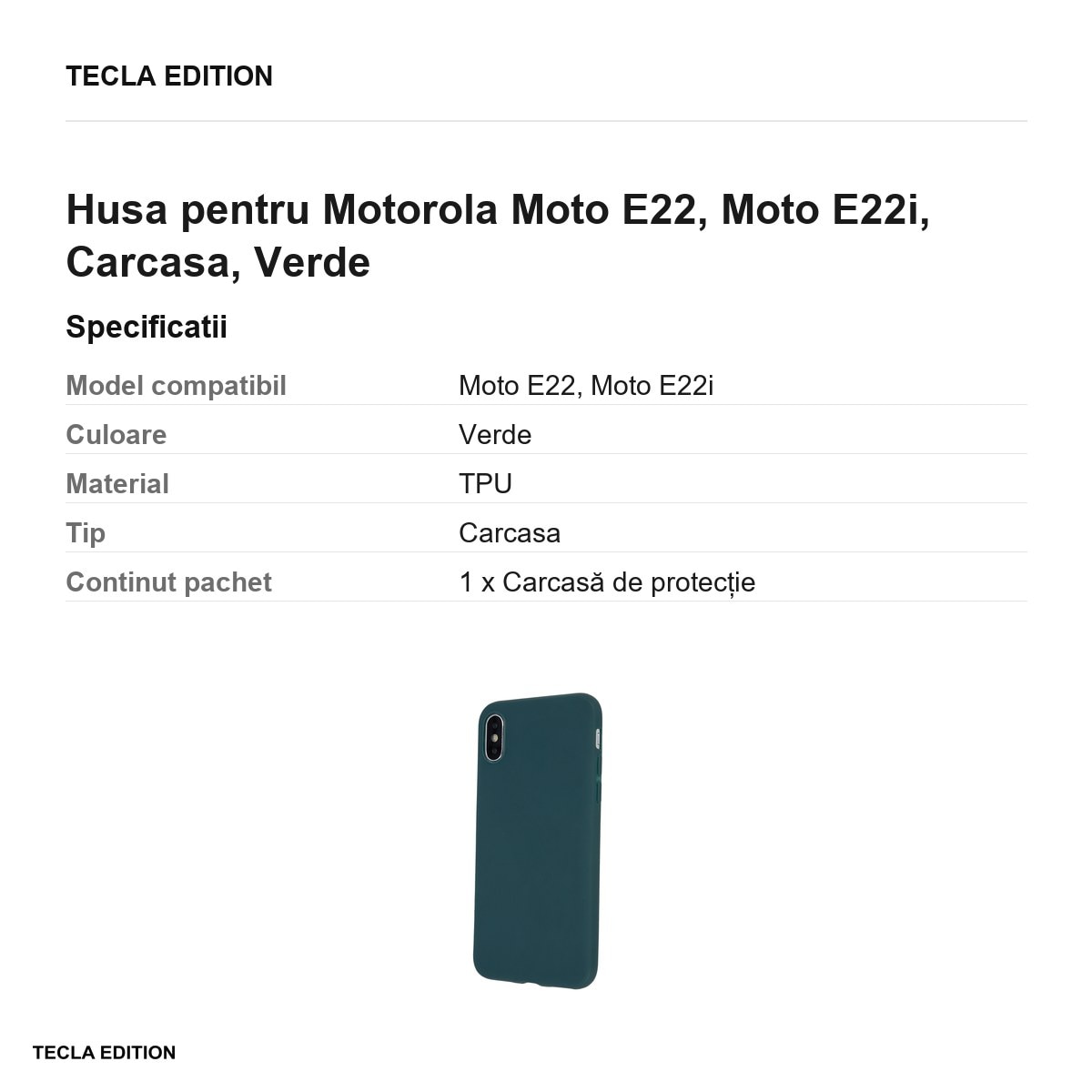 Husa Matt TPU forest pentru Motorola Moto E22, Moto E22i, Carcasa, Verde