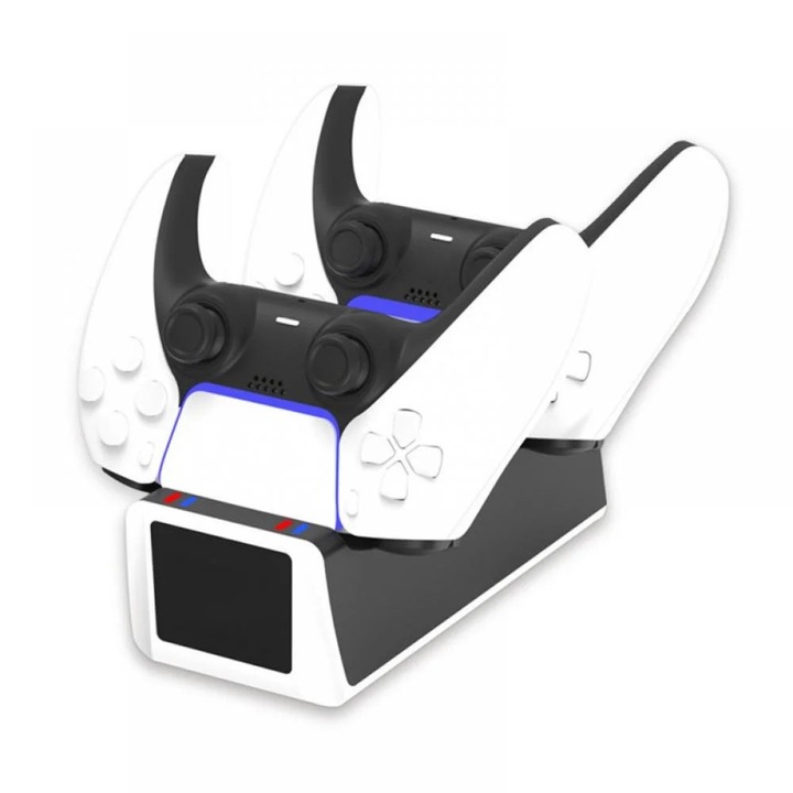 YANYXR dupla töltőállomás PS5 kontrollerhez, fekete, 2x USB-C, 5V 1.5A