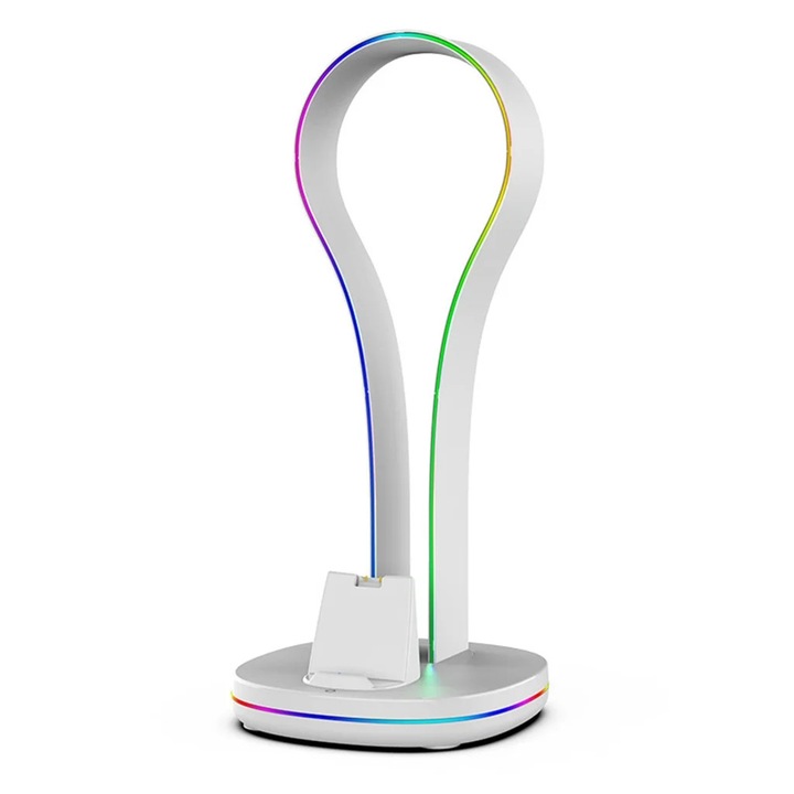 YANYXR konzoltöltő állomás fejhallgató tartóval, LED fénnyel, 15x32.5x7.8cm