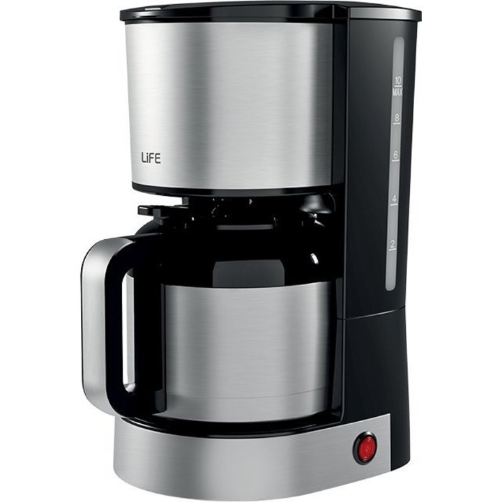 Cafetiera Life JAVA 1.2L termorezistenta argintiu-negru 22.6x18.3x32.7cm 800W