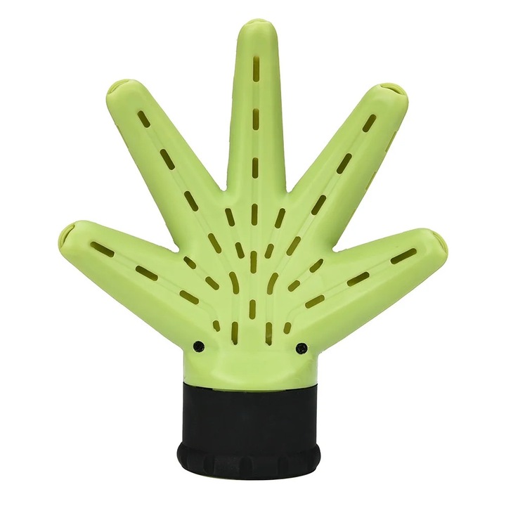 Difuzor pentru uscator de par YANYXR BCS3091212, forma palma cu 5 brate, pentru gat uscator ≤5.5 cm, verde, 19.5×16×6.5 cm, 1 buc