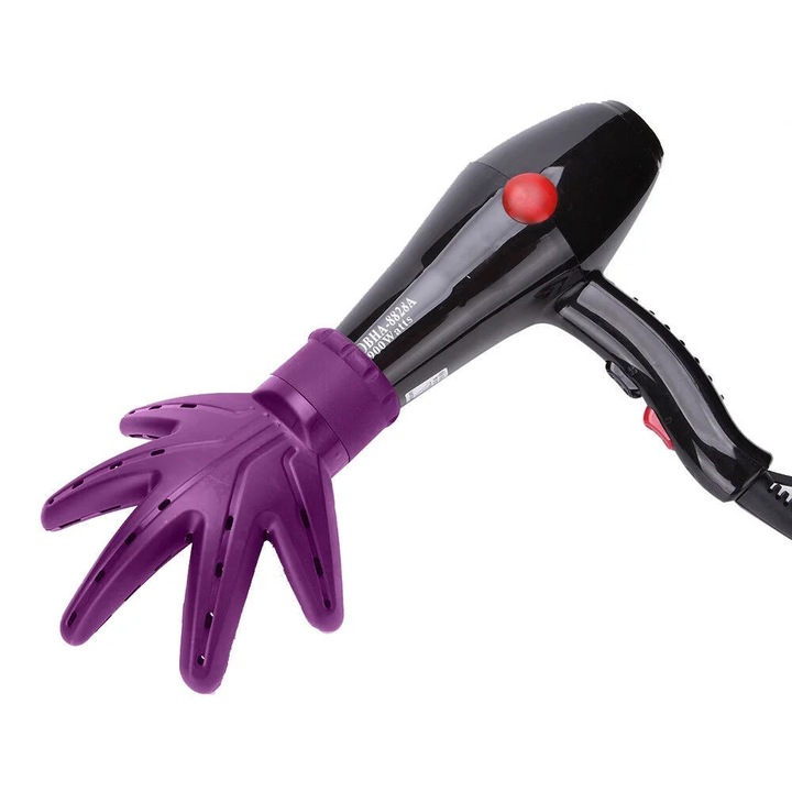 Difuzor pentru uscator de par YANYXR BCS3091222, universal, cu degete pentru volum, mov, O 5.5 cm, 19.5 x 16 x 6.5 cm