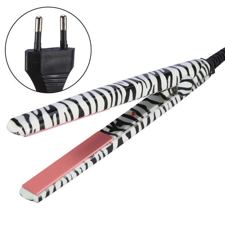 Placa de indreptat parul YANYXR zebra portabila ceramica negru 17x70mm