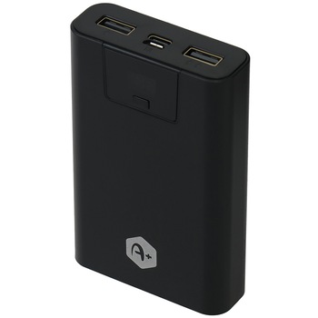 Acumulator extern A+ 10000 mAh, 2 porturi USB, conectivitate type-C si micro USB, Negru Acumulator extern A+ 10000 mAh, 2 porturi USB, conectivitate type-C si micro USB, Negru