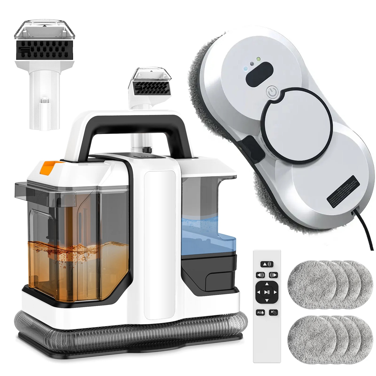 Robot curatare geamuri si covoare, aspiratie 5600Pa, pulverizare automata, multicolor, compact