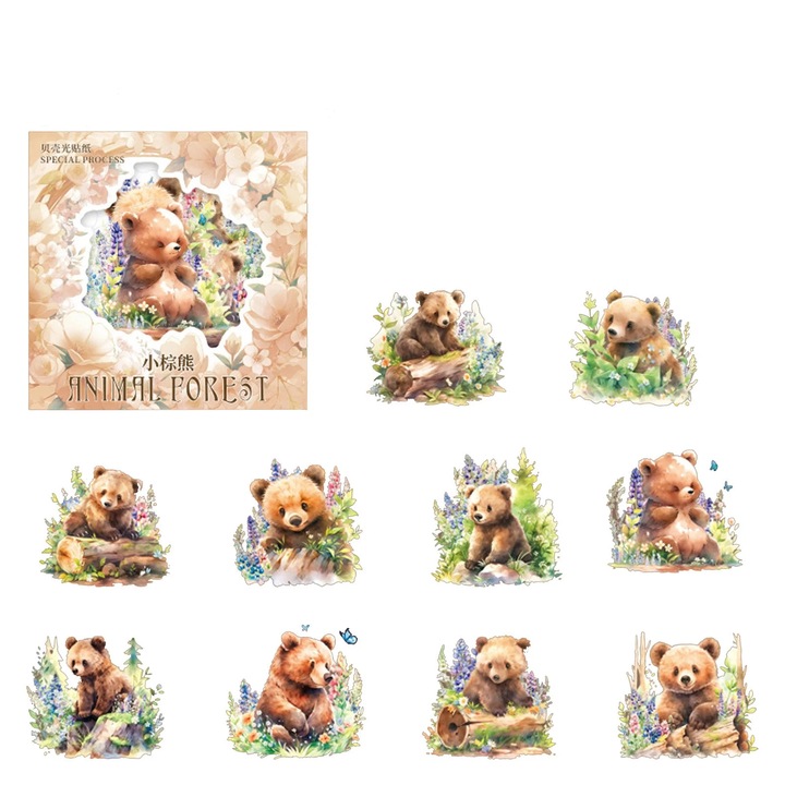 YANYXR scrapbooking matrica szett, többszínű állatok, 10 db