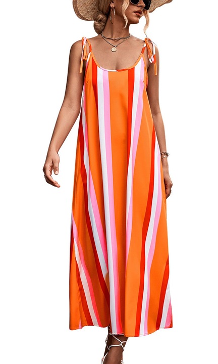 Rochie maxi dama, casual, multicolor, poliester