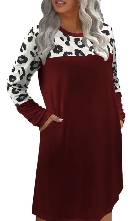Rochie dama multicolor casual lejera imprimeu leopard poliester