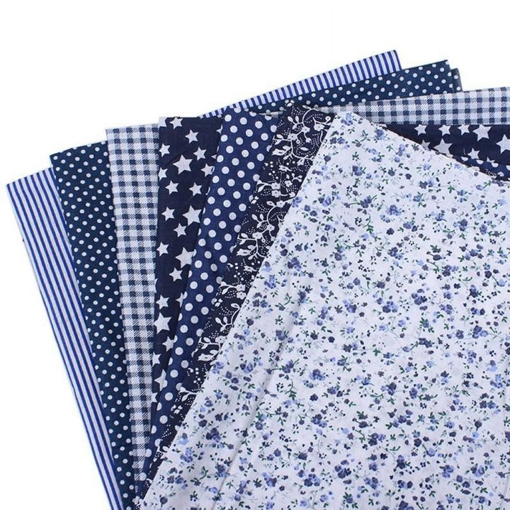 7 darabos YANYXR pamut anyagkészlet 25x25cm, apró virágmintás