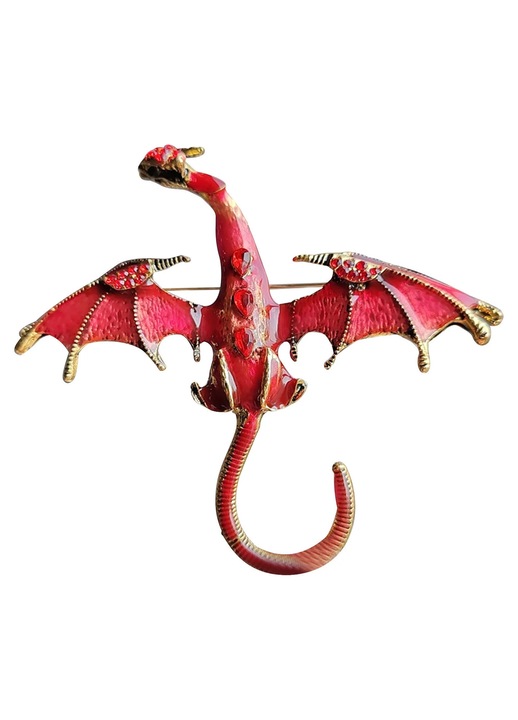 Brosa dragon emailata YANYXR colorata 6.8x6cm