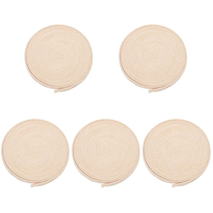 Fitil bumbac YANYXR 5 buc bej 500x1.2x0.2cm pentru lampi si lumanari DIY