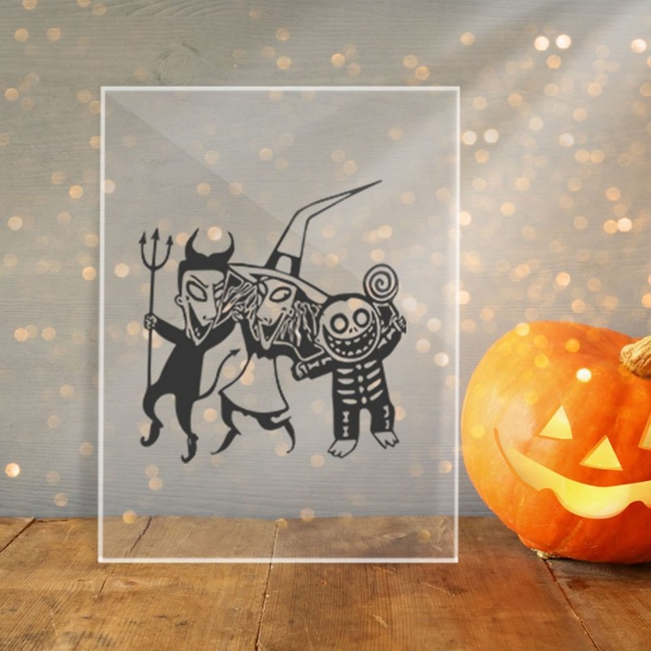 Halloween akril dekorációs kép 14x21cm átlátszó