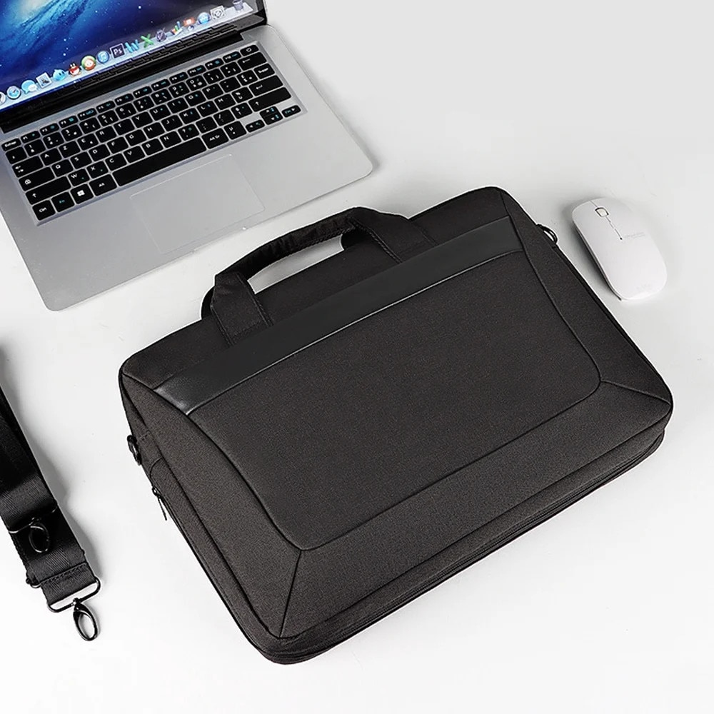 YANYXR, geanta pentru laptop din poliester captusita, extensibila cu fermoar, cu curea de umar si manere, Negru, 13.3 inch (BCS3230639)
