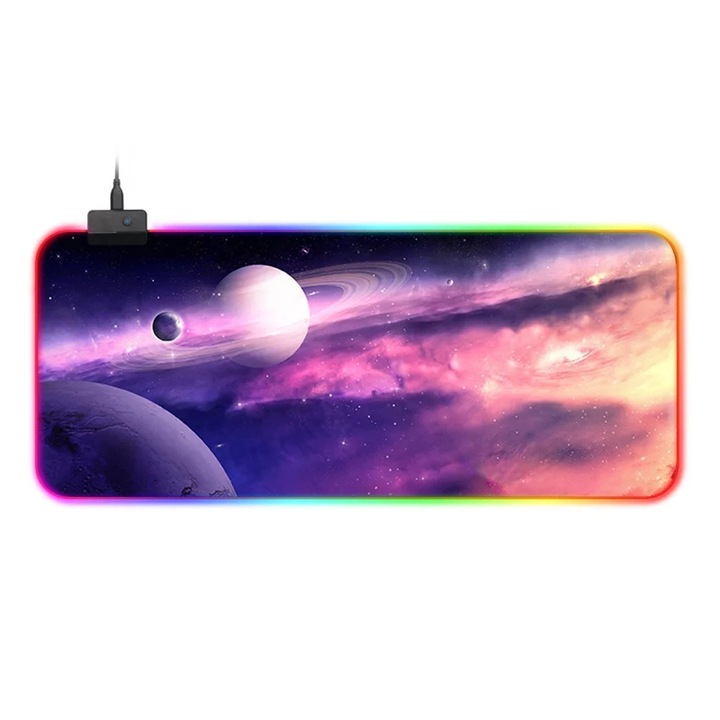 Mousepad Gaming RGB YANYXR 800x300x4mm Multicolor Cauciuc Antiderapant