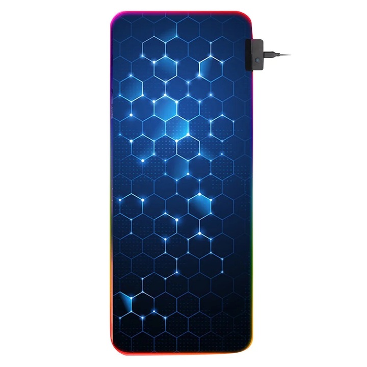 Covoras tastatura YANYXR RGB luminat negru 80x30x0.4cm multifunctional