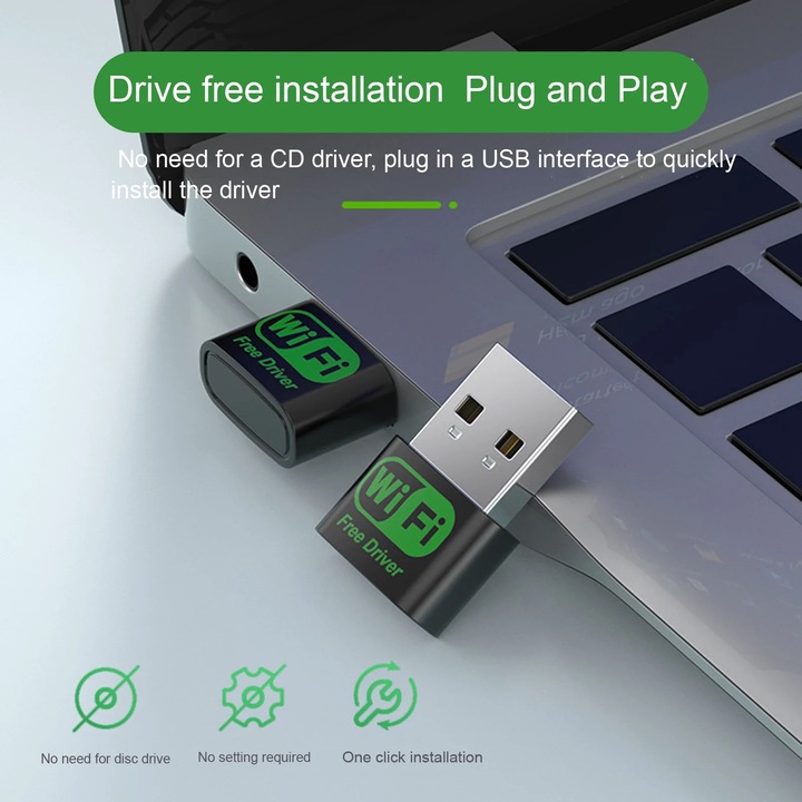 YANYXR 150Mbps fekete USB vezeték nélküli adapter 2x1.5x0.6cm