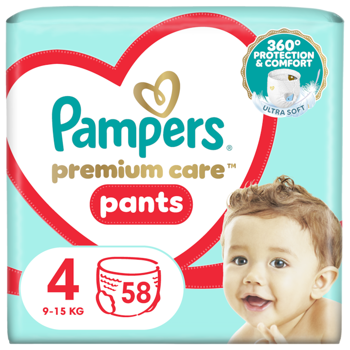 Pampers Premium Care Pants bugyipelenka, Maxi 4, 9-15 kg, Value Pack, 58 db